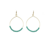 Round Hoop With Glass Beads Earrings In Gold/Turquoise