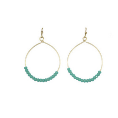 Round Hoop With Glass Beads Earrings In Gold/Turquoise
