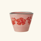 Pink Hand Painted Flower Vine Extra Small Oval Ceramic Espresso Cup