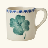 Cream Ceramic Mug Hand Painted Good Luck Clover