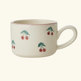 Cream Ceramic Cherries Cappuccino Cup