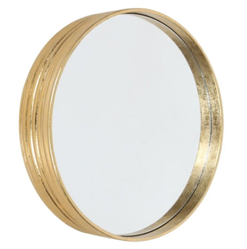 Gold Leaf Ribbed Cylinder Mirror
