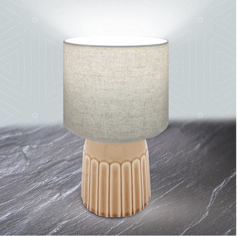 Ceramic Table Lamp With Shade - Honey Lines