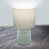 Ceramic Table Lamp With Shade - Green Lines