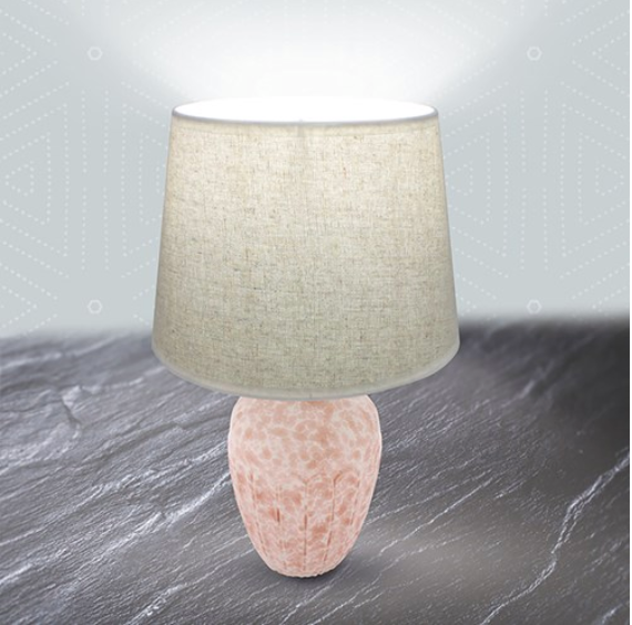 Ceramic Table Lamp With Shade - Pink Vase