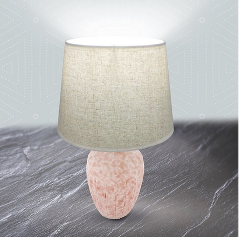 Ceramic Table Lamp With Shade - Pink Vase