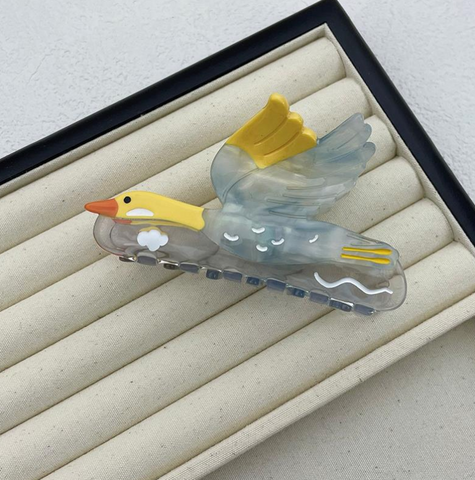 Last True Angel Duck In Flight Claw Clip - Yellow & Blue