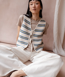 TBCo Women's Cotton Knitted Vest - Blue Stripe