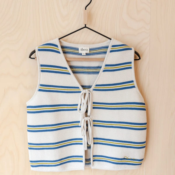 TBCo Women's Cotton Knitted Vest - Blue Stripe
