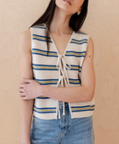 TBCo Women's Cotton Knitted Vest - Blue Stripe