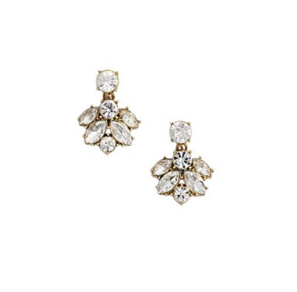 Consortium - Cubic Zirconia Detail Drop Stud In Gold