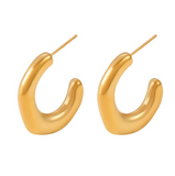 Consortium Misshape Flat C-Shaped Curve Earring - Gold
