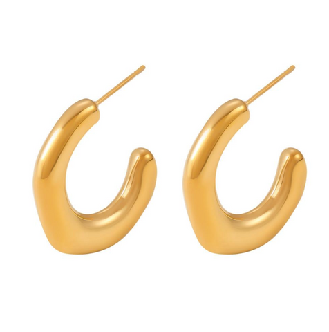 Consortium Misshape Flat C-Shaped Curve Earring - Gold