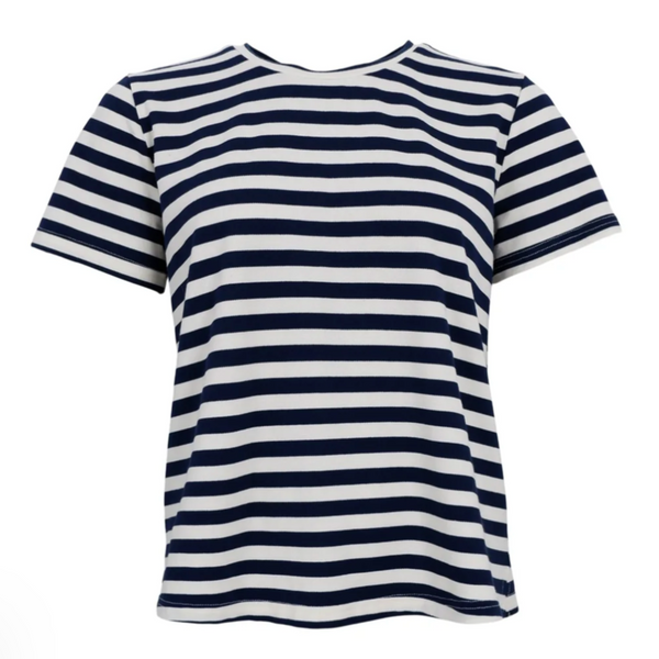 Black Colour Maisy SS Tee - Navy Stripe