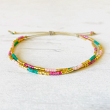 Atelline Adjustable Miyuki Bead Bracelet Set - Turquoise & Pink
