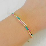 Atelline Adjustable Miyuki Bead Bracelet Set - Turquoise & Pink