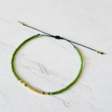 Adjustable Miyuki Pearl Bracelet - Khaki & Gold