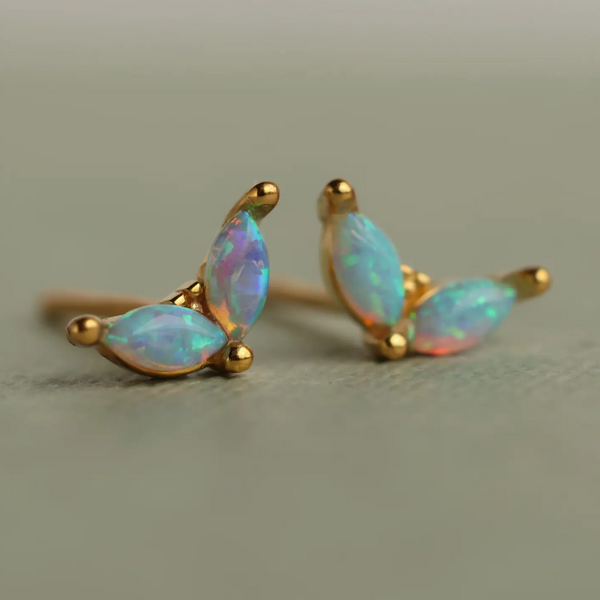 Silk Purse Sows Ear - Opal Lotus Petal Stud Earrings