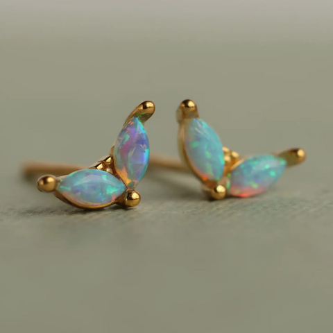 Silk Purse Sows Ear - Opal Lotus Petal Stud Earrings