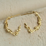 Silk Purse Sows Ear - Olive Branch Gold Hoop Earrings