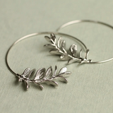 Silk Purse Sow's Ear - Rosemary Botanical Leaf Hoop Earrings