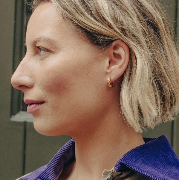Nordic Muse Gold Mini Twist Leverback Huggie Hoop Earrings, Waterproof