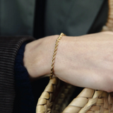 Nordic Muse Gold 3mm Rope Twist Bracelet, Waterproof