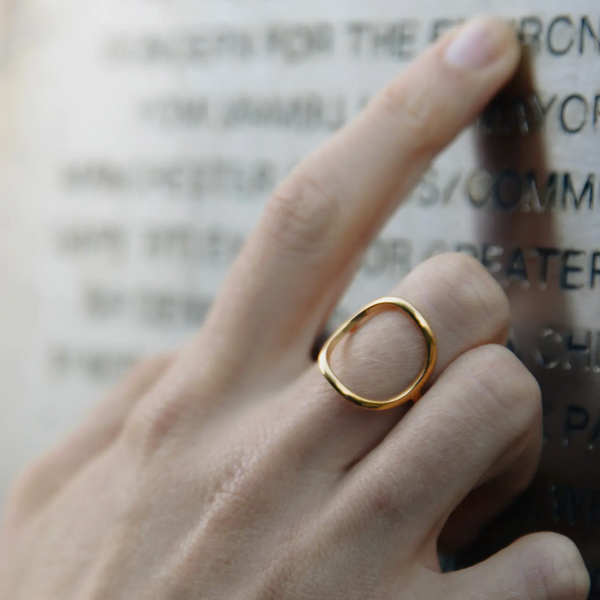 Nordic Muse Gold Abstract Circle Ring
