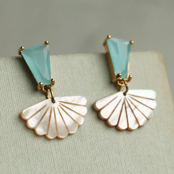 Silk Purse Sow's Ear - Turquoise Opal & Mother of Pearl Earrings