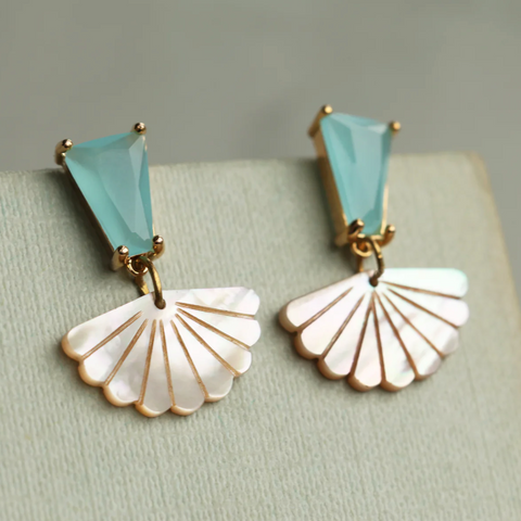 Silk Purse Sow's Ear - Turquoise Opal & Mother of Pearl Earrings