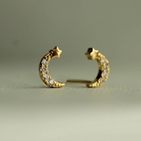 Silk Purse Sow's Ear - Gold Vermeil Moon Stud Earrings