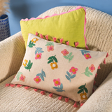 Ian Snow Cream Embroidered Flowers Cushion