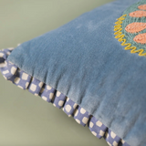 Ian Snow Blue Embroidered Butterfly Velvet Cushion