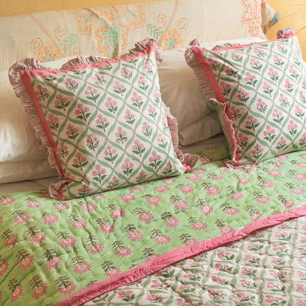 Ian Snow Laurel & Taffy Block Print Cushion
