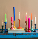 Moulded Metal Ceramic Candle Holder - Pink