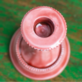 Moulded Metal Ceramic Candle Holder - Pink