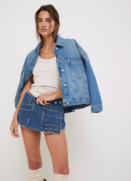 Free People Opal Swing Denim Jacket - Cowboy Romance