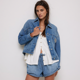 Free People Opal Swing Denim Jacket - Cowboy Romance