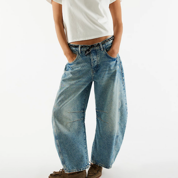 Free People Good Luck Barrel Jeans - Ultra Light Beam
