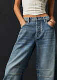 Free People Good Luck Barrel Jeans - Ultra Light Beam