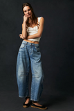 Free People Good Luck Barrel Jeans - Ultra Light Beam
