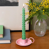 Enamel Chamberstick Candle Holder - Pink