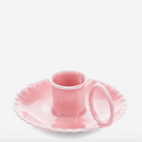Enamel Chamberstick Candle Holder - Pink
