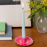 Enamel Flat Flower Candle Holder - Vibrant Pink