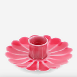 Enamel Flat Flower Candle Holder - Vibrant Pink