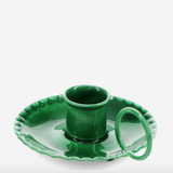 Enamel Chamberstick Candle Holder - Dark Green
