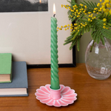 Enamel Flat Flower Candle Holder - Pink