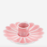 Enamel Flat Flower Candle Holder - Pink