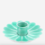 Enamel Flat Flower Candle Holder - Aqua