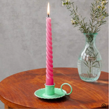 Enamel Chamberstick Candle Holder - Green